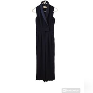 ELIZA J FAUX WRAP SLEEVELESS JUMPSUIT . SIZE 0 PETITE.